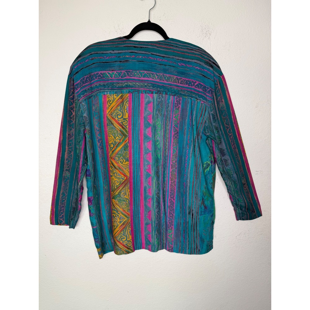 VTG Casual Corner Rayon 2pc Set 8 10 Teal Floral Poetcore Boho Artsy Festival - Picture 10 of 16